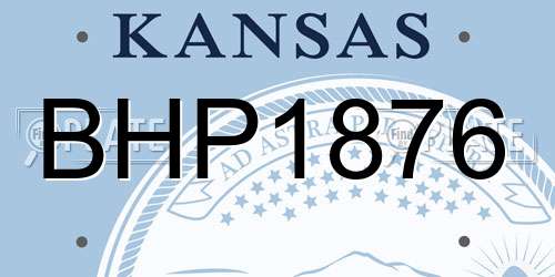 BHP1876 Kansas License Plate