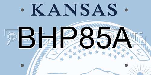 BHP85A Kansas License Plate