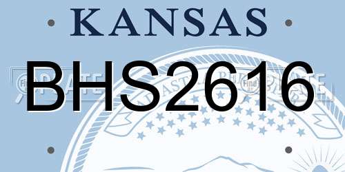 BHS2616 Kansas License Plate