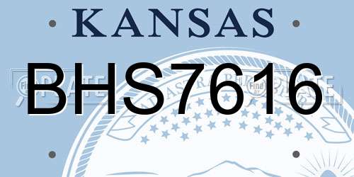 BHS7616 Kansas License Plate