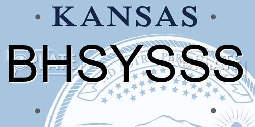 BHSYSSS Kansas License Plate
