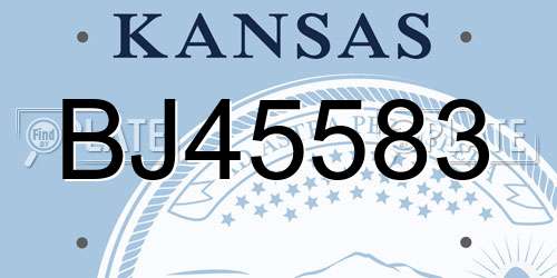 BJ45583 Kansas License Plate