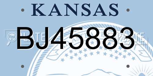 BJ45883 Kansas License Plate