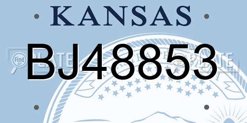 BJ48853 Kansas License Plate