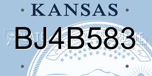 BJ4B583 Kansas License Plate