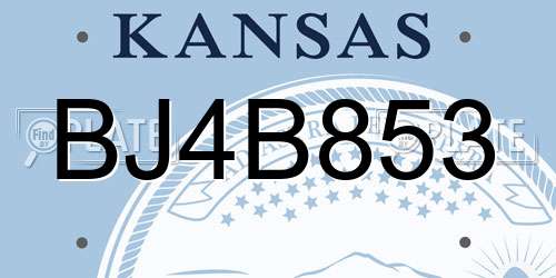 BJ4B853 Kansas License Plate