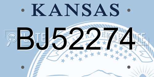 BJ52274 Kansas License Plate