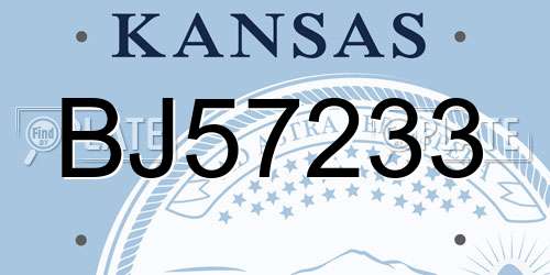 BJ57233 Kansas License Plate