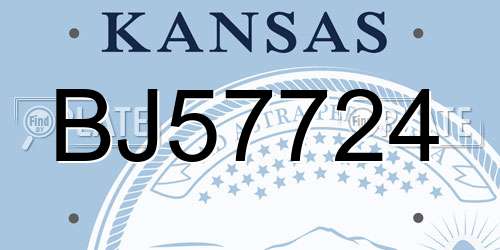 BJ57724 Kansas License Plate
