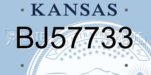 BJ57733 Kansas License Plate