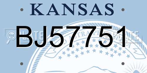 BJ57751 Kansas License Plate