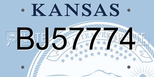 BJ57774 Kansas License Plate