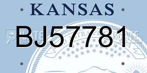 BJ57781 Kansas License Plate