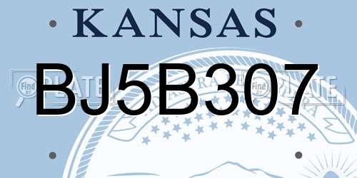 BJ5B307 Kansas License Plate