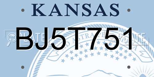 BJ5T751 Kansas License Plate