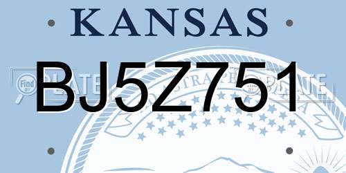 BJ5Z751 Kansas License Plate