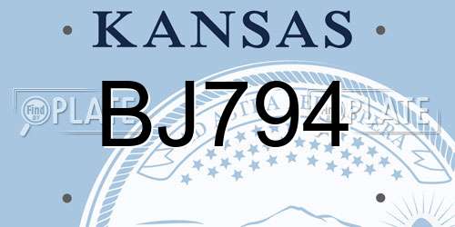 BJ794 Kansas License Plate