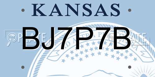 BJ7P7B Kansas License Plate