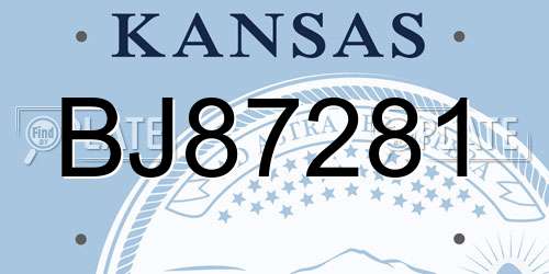 BJ87281 Kansas License Plate