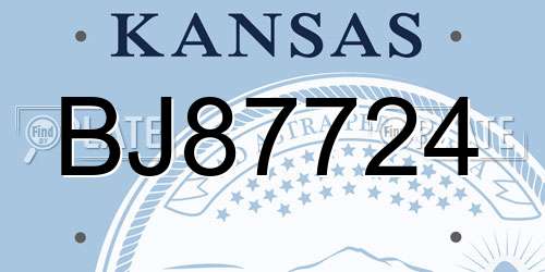 BJ87724 Kansas License Plate