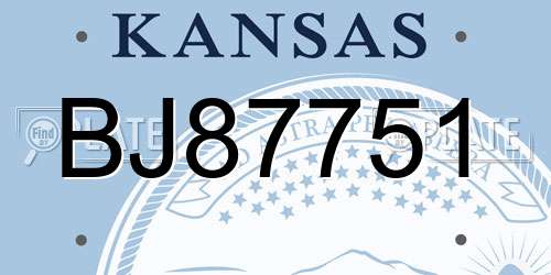 BJ87751 Kansas License Plate
