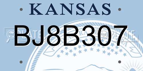 BJ8B307 Kansas License Plate