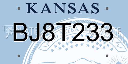BJ8T233 Kansas License Plate