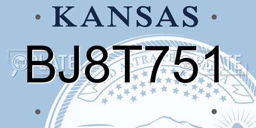 BJ8T751 Kansas License Plate