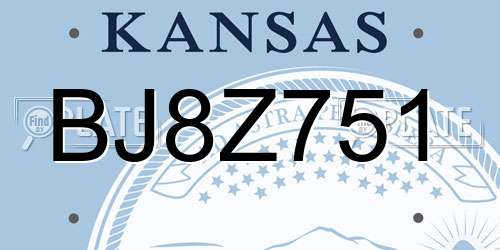 BJ8Z751 Kansas License Plate