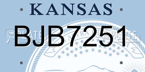 BJB7251 Kansas License Plate