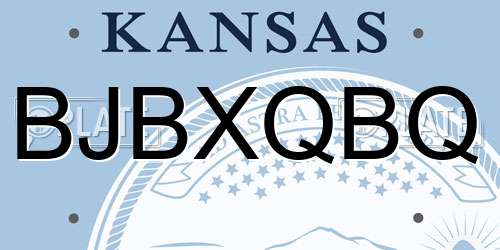 BJBXQBQ Kansas License Plate