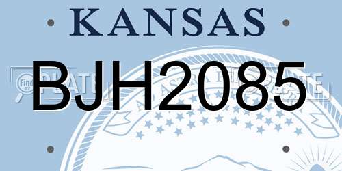 BJH2085 Kansas License Plate