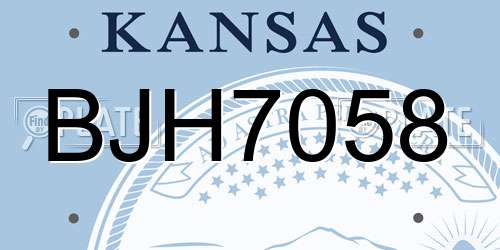 BJH7058 Kansas License Plate