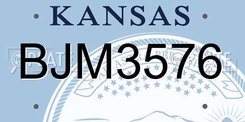 BJM3576 Kansas License Plate