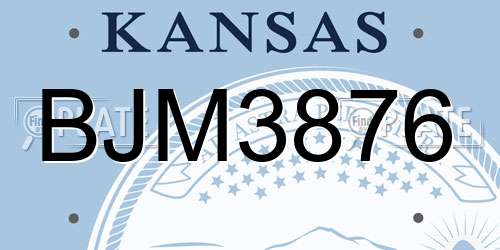 BJM3876 Kansas License Plate