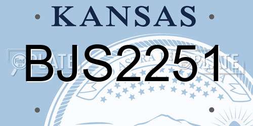 BJS2251 Kansas License Plate
