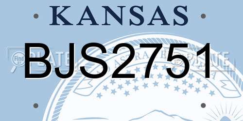 BJS2751 Kansas License Plate