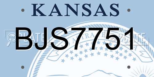 BJS7751 Kansas License Plate