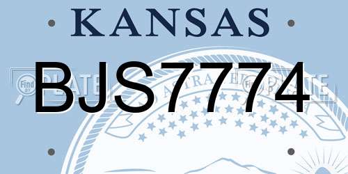 BJS7774 Kansas License Plate