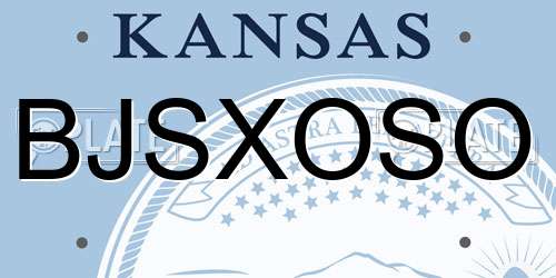 BJSXOSO Kansas License Plate