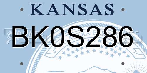 BK0S286 Kansas License Plate