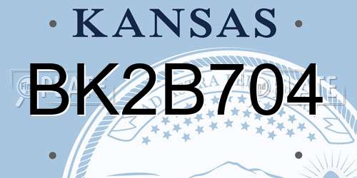 BK2B704 Kansas License Plate