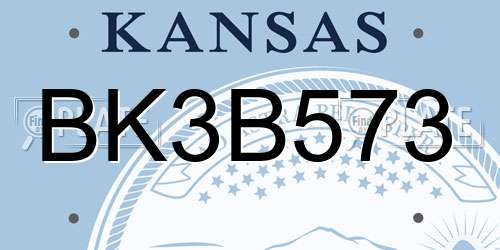 BK3B573 Kansas License Plate