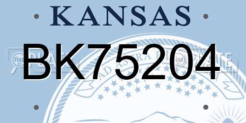 BK75204 Kansas License Plate