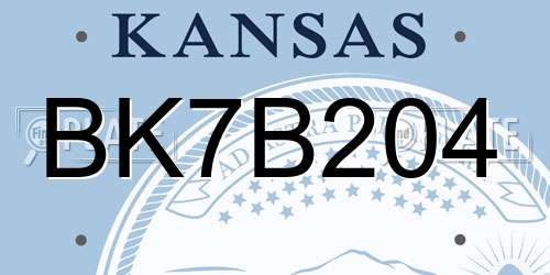 BK7B204 Kansas License Plate
