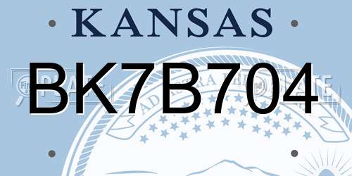 BK7B704 Kansas License Plate