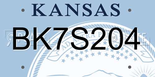 BK7S204 Kansas License Plate
