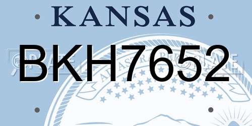 BKH7652 Kansas License Plate