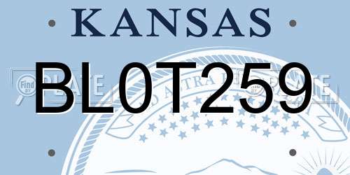 BL0T259 Kansas License Plate