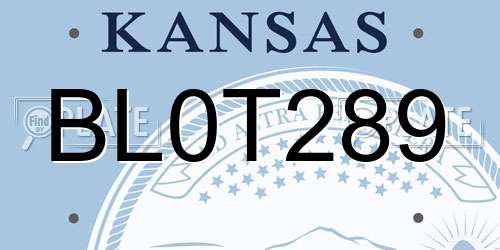 BL0T289 Kansas License Plate